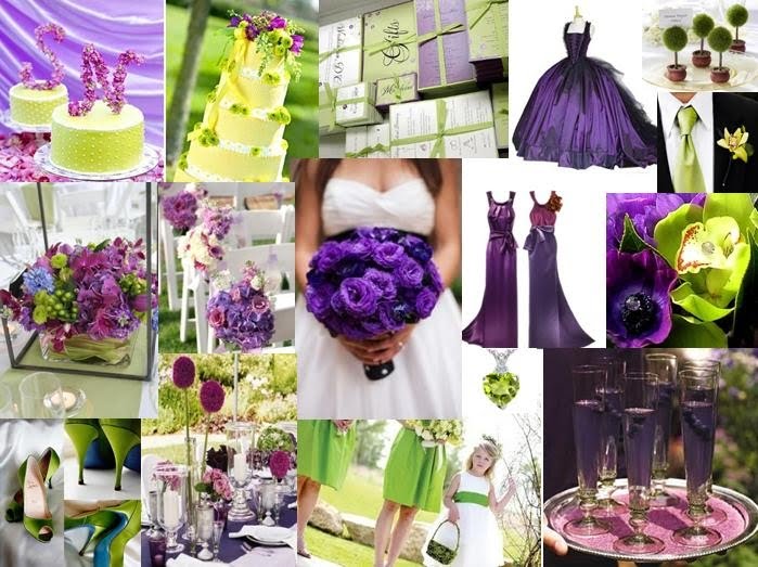 purple and green wedding bouquets