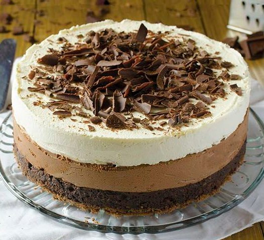 Triple Chocolate Mousse Cake Recipe #Cake #Chocolate