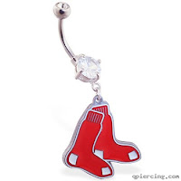 Boston Red Sox official licensed major league baseball belly ring