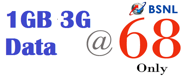 BSNL 1GB 3G Data For Just Rs.68