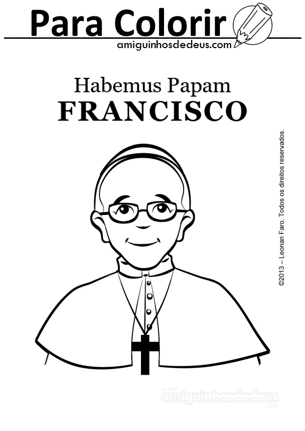 Papa Francisco desenho para colorir