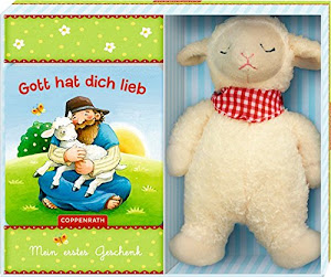 Gott hat dich lieb (Geschenkset zu Taufe oder Geburt mit Plüschschäfchen und Leporello)