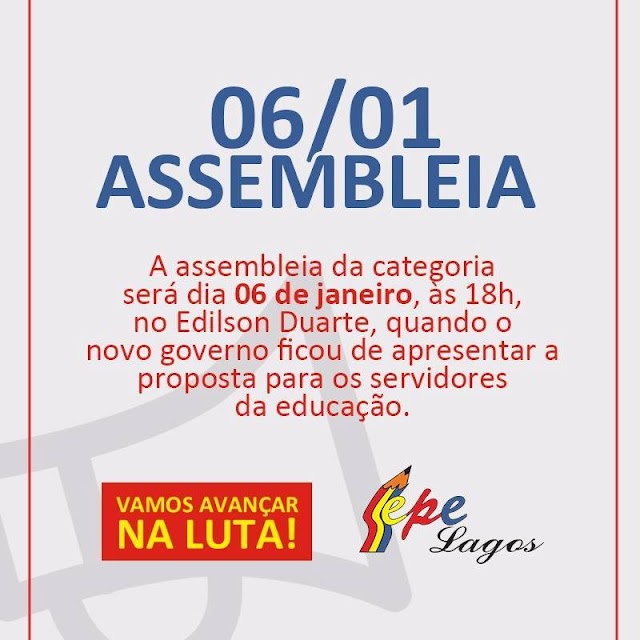 Assembleia no dia 06/01/2017