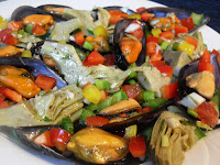 Mejillones y alcachofas con vinagreta