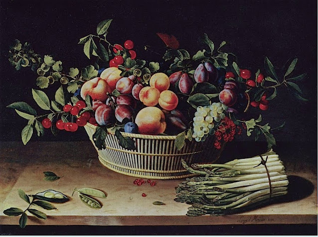 Louyse Moillon (1610-1696) Nature morte avec panier de fruits et botte d'asperges (1630) Art Institute of Chicago