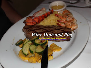 The Steak with Lobster and shrimp surf and turf dish at Alioto's restaurant in San Francisco