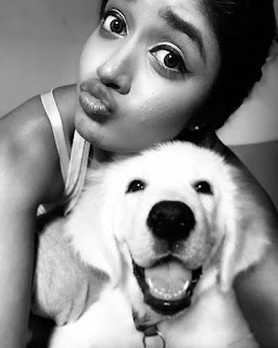 dimple hayathi photos hd, with her pet