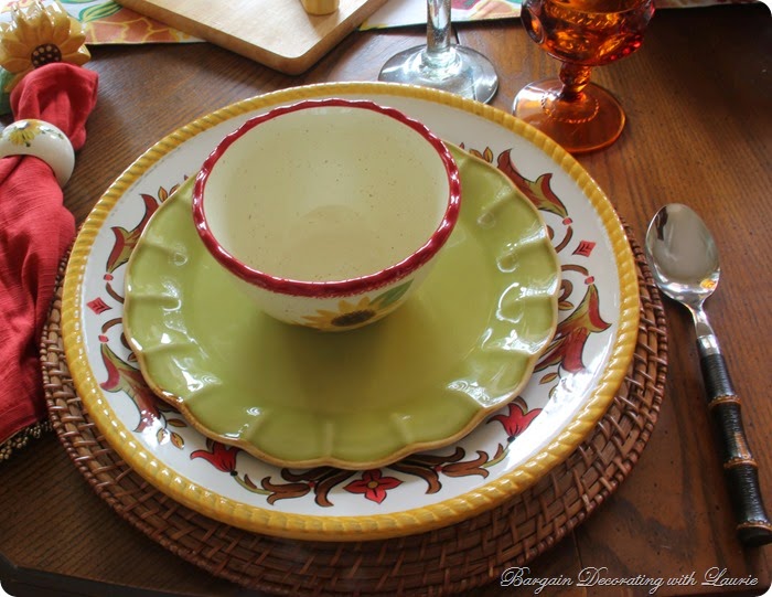 Sunflower Tablescape-Bargain Decorating with Laurie