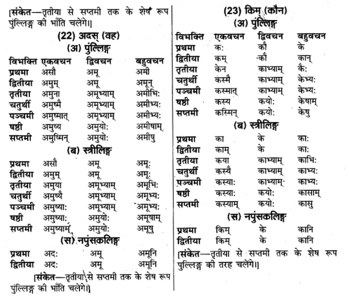 यूपी बोर्ड एनसीईआरटी समाधान "कक्षा 11 सामान्य  हिंदी" संस्कृत शब्दों में विभक्ति की पहचान  हिंदी में