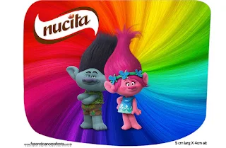 Etiqueta Nucita de Trolls para imprimir gratis.