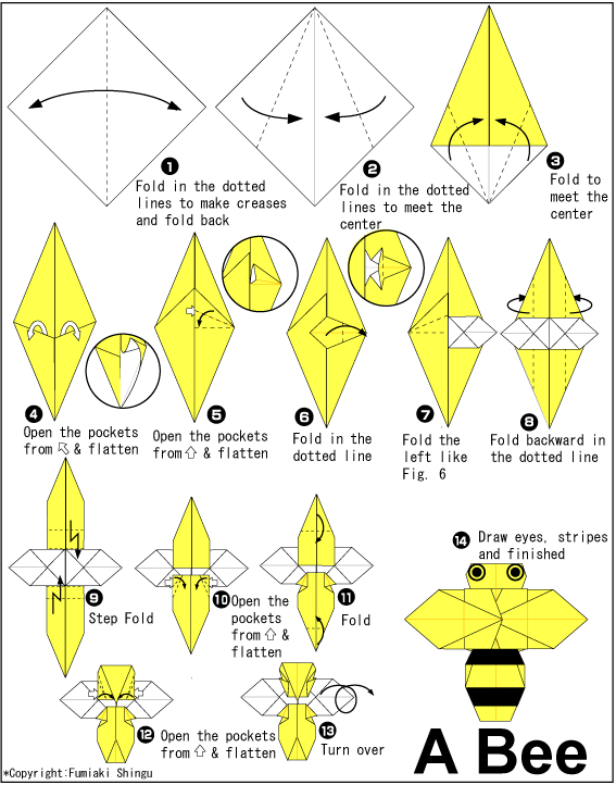 Bee - Easy Origami instructions For Kids