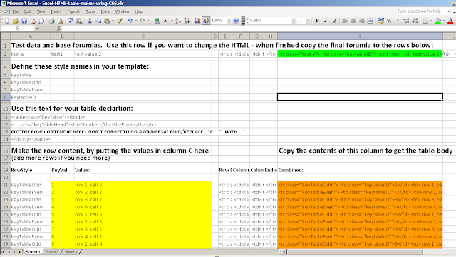 picture of Excel spreadsheet, data ranges have different colours