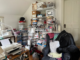 Storage shelves before organizing