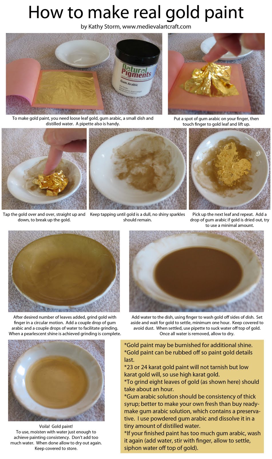 Medieval Arts & Crafts: How to make gold paint