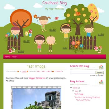 Childhood Blog blogger template for kid blog template with cute background