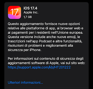 Apple rilascia iOS 17.4 per tutti.
