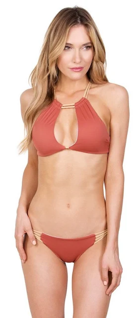 Wanderlust Bikini Top in Copper-White 