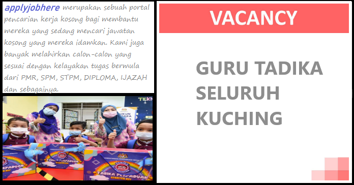 Jawatan Kosong Guru Tadika Seluruh Kuching Terbaru