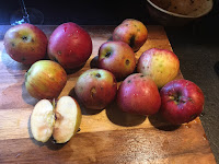 apples on cutting board