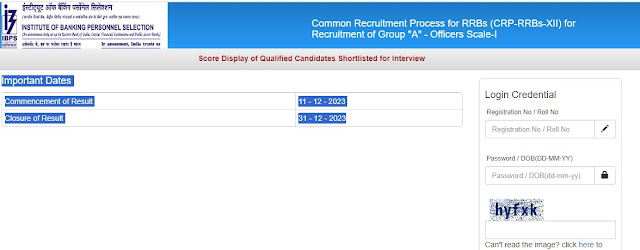 (CRP-RRBs-XII) for Recruitment of Group "A