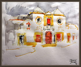 SEVILLA-PINTURA-MAESTRANZA-TOROS-ANDALUCIA-ACUARELAS-ESPAÑA-PAISAJES-CUADROS-PINTOR-ERNEST DESCALS-