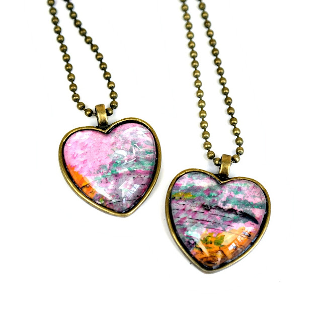 DIY Heart-Shaped Monoprint Pendant Tutorial for Valentine's Day