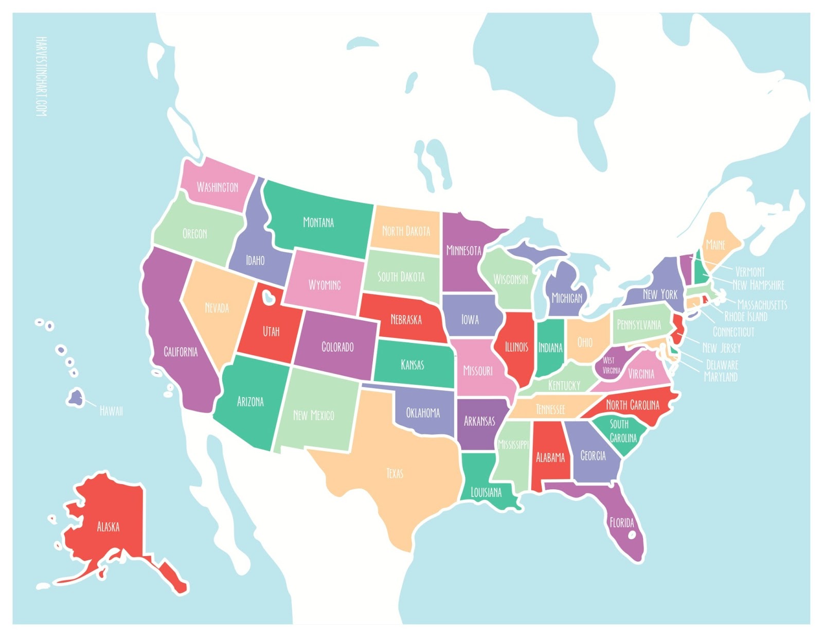 harvesting hart free cute u s map printable download