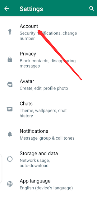 WhatsApp account security settings