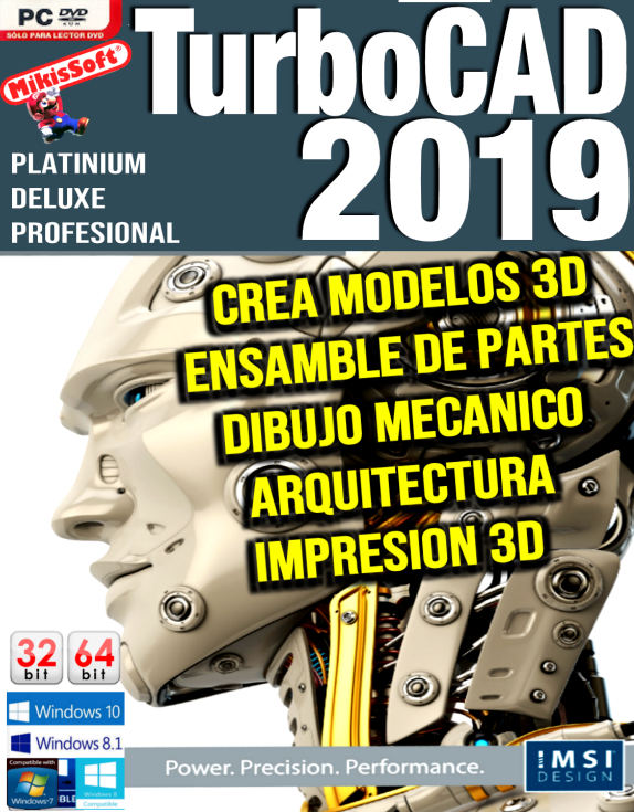 TURBOCAD 2019 PLATINIUM DELUXE PRO - 32 64 BITS - CREA MODELOS 3D