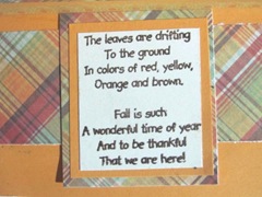 Easel card  stamped autumn inside w saying 