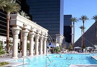 a pool with columns that