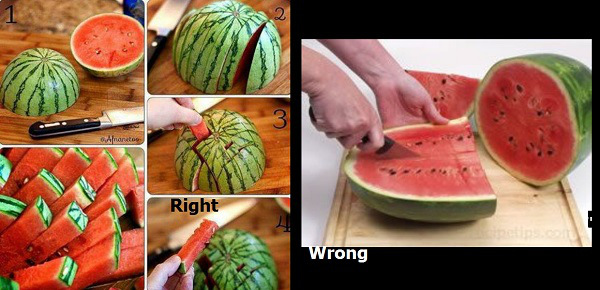 21 Daily Things You’ve Been Doing Incorrectly All Your Life & How To Do Them Right - Slicing watermelons is not the best idea. They should be cut crosswise instead.