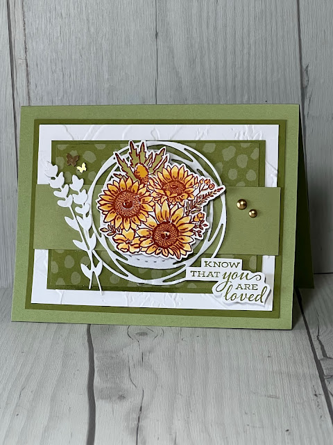 Gloral greeting card featuring Sunflowers from the stampin' Up! Jar of Flowrs Stamp Set