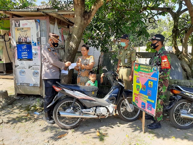 Keliling desa-desa, Aparat Gabungan Bendosari Sosialisakan dan ajak warga laksanakan gerakan 5M