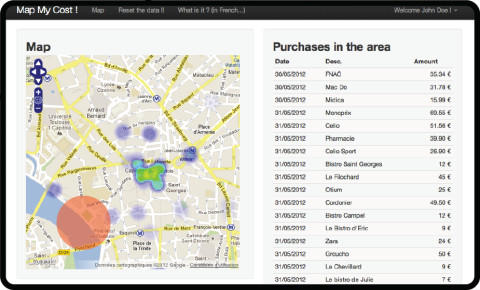 Ecran Map My Cost!