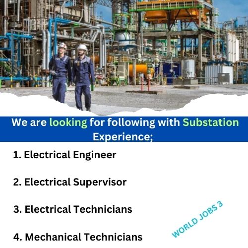 We are looking for following with Substation Experience;