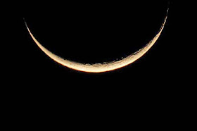 astronomy, crescent, moon, Okinawa, smiling