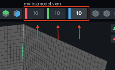 Size property field in VoxEdit for adjusting the voxel model size