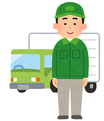 トラックのドライバーのイラスト（男性・荷物なし）