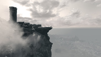 dragonborn at the ridge of a mountain
