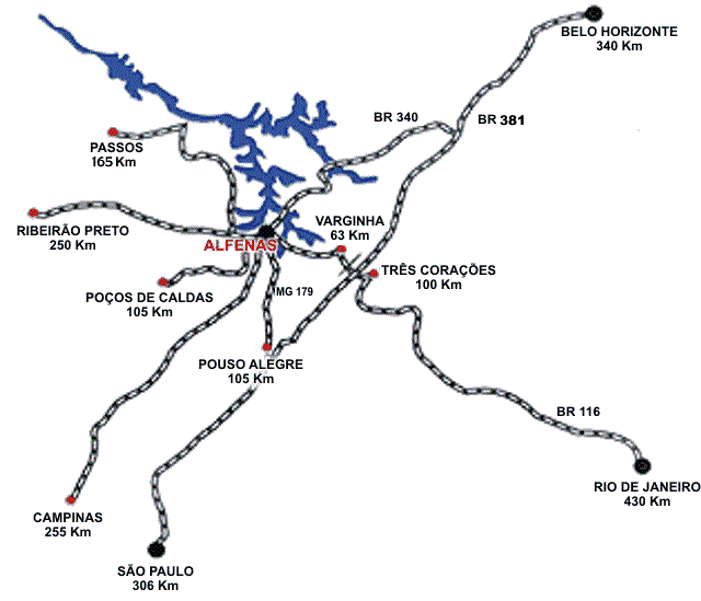 Mapa de Alfenas Mapa de Alfenas