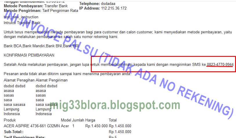 Contoh Invoice Lewat Email - Contoh 37