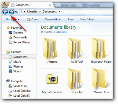 Tombol navigasi windows explorer