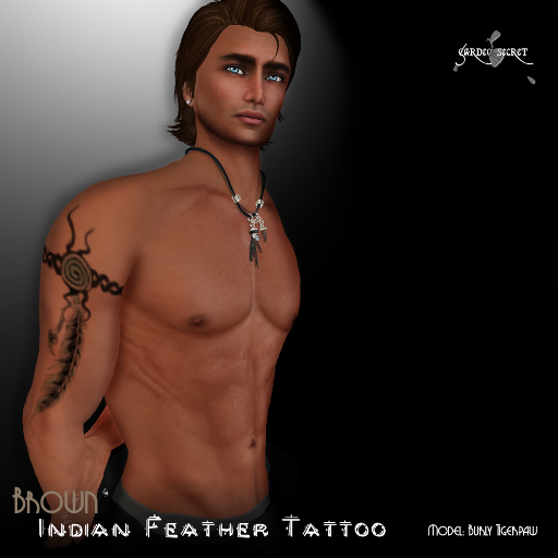 Indian Feather Tattoo-Brown