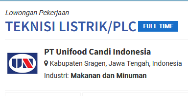 Loker PT. Unifood Candi Indonesia Sragen