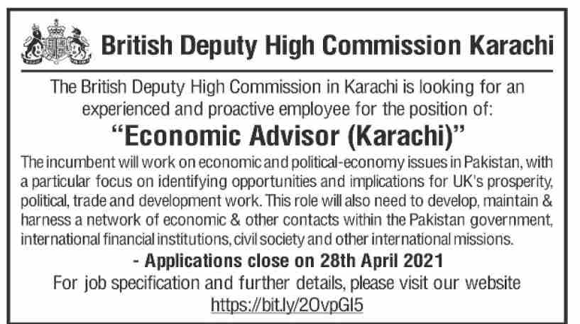 British Deputy High Commission Karachi Jobs 2021 in Pakistan