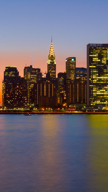 Landscape, City, Night, Building, Lights, River