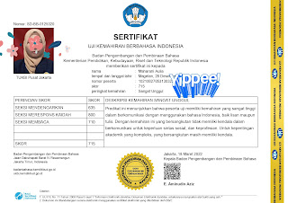 Sertifikat Uji Kemahiran Berbahasa Indonesia