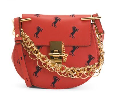 Chloe Drew bag red black horse print on sale