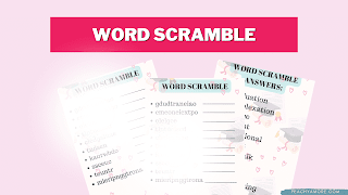 word scramble printable games for grad parties
